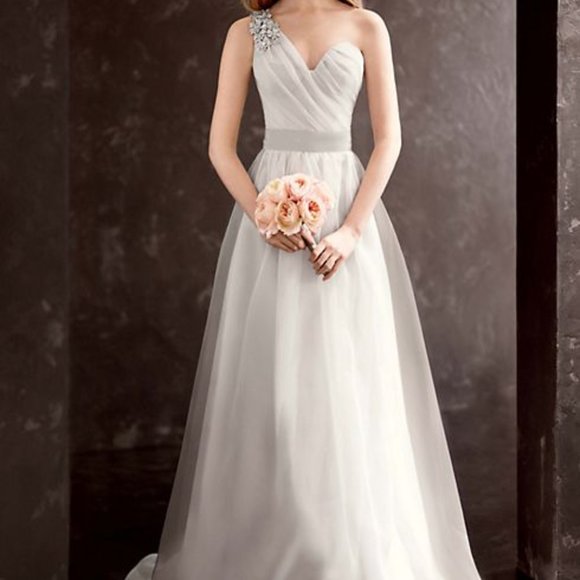 White by Vera Wang | Dresses | White By Vera Wang One Shoulder Sterling  Silver Wedding Dress | Poshmark